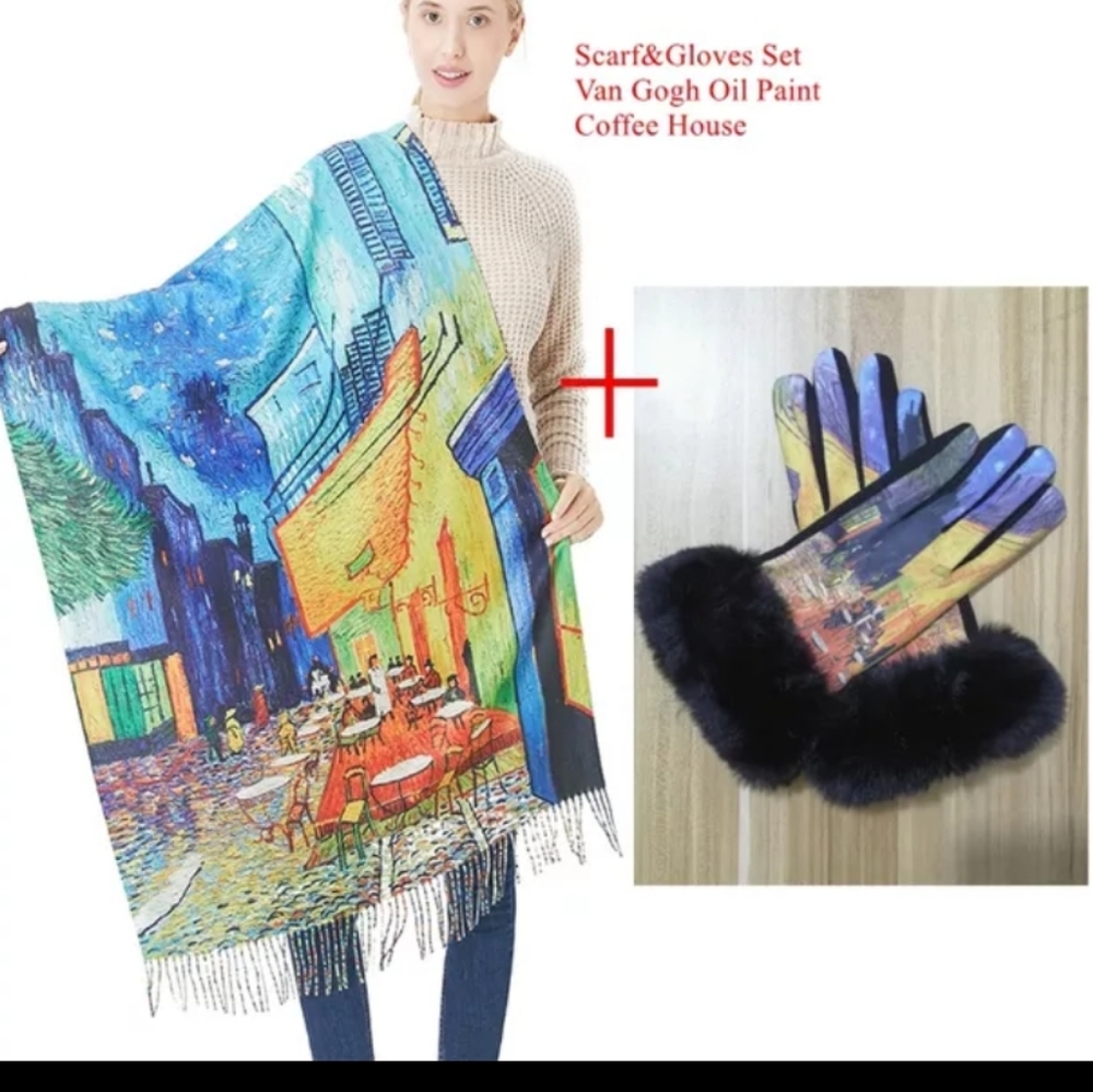 👑💎❤️NWT Set: Cashmere & cotton blend  Scarf and Gloves